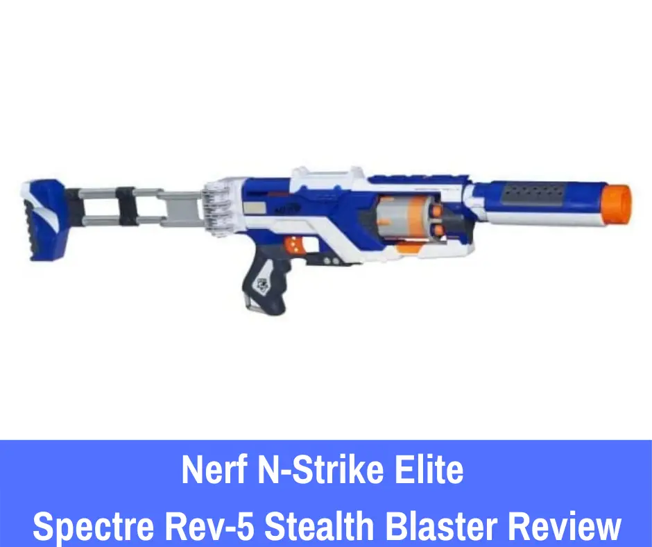 Nerf N-Strike Elite Spectre Rev-5 is capable of holding up to five darts in its rotating drum. As we’ve stated in the past, five darts often leave a lot to be desired.