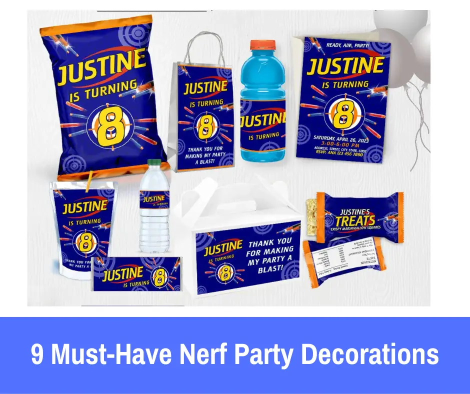 9 Must-Have Nerf Party Decorations - featuring nerf gun party decoration ideas that cover everything you need for your birthday nerf party. nerf birthday party decorations 