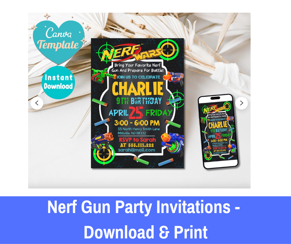Nerf Gun Party Invitations - Download & Print