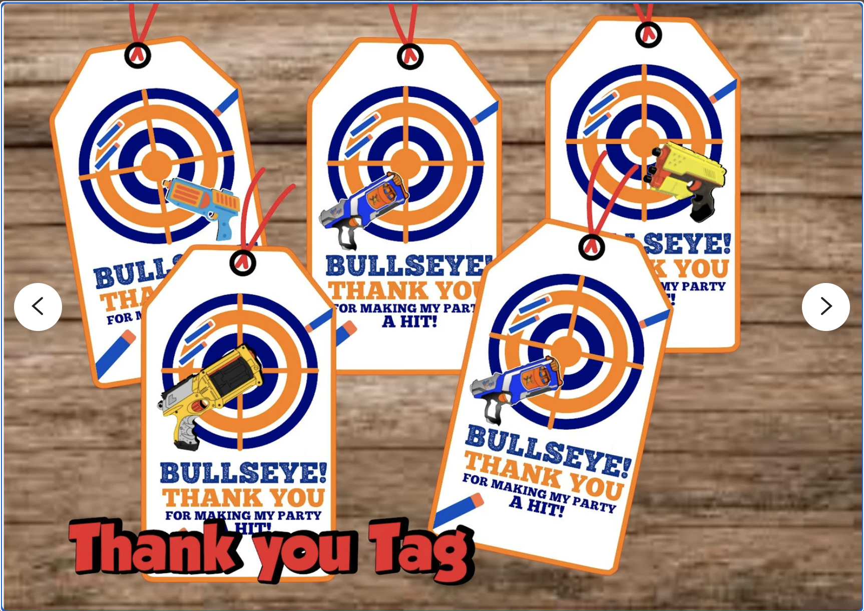 Nerf Party Thank You Tag for Party Favors