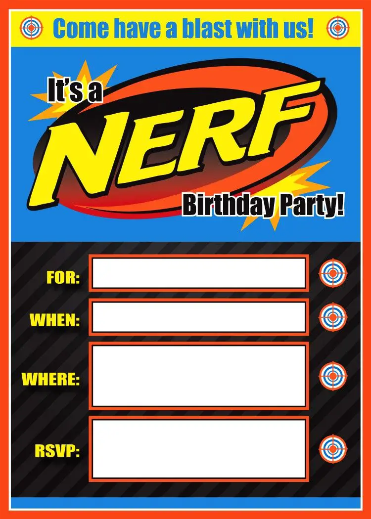 FREE Nerf Printable Invitation – Easy Type and Print Option