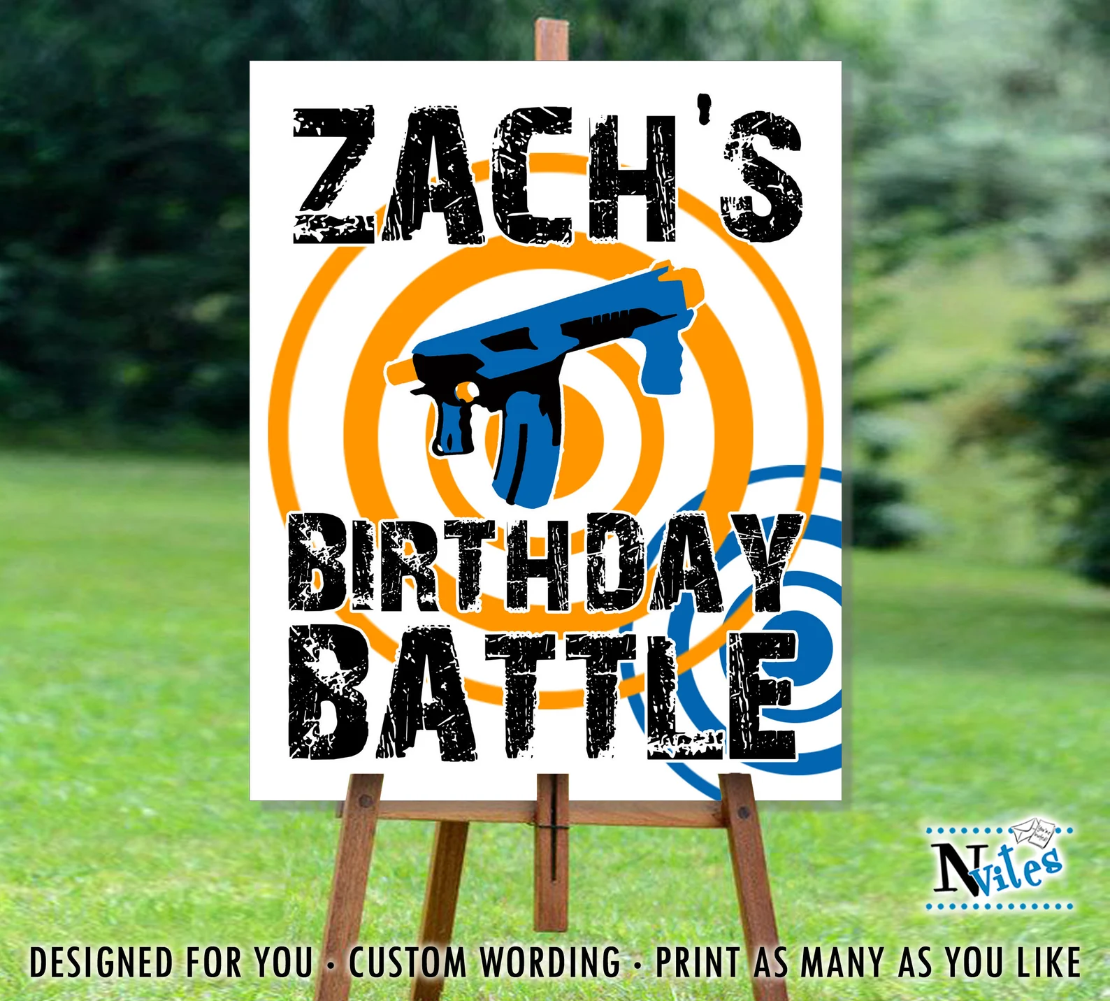 Personalized Nerf Party Welcome Birthday Sign