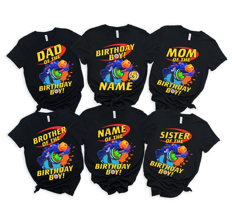 Whole Family Nerf Birthday Shirts