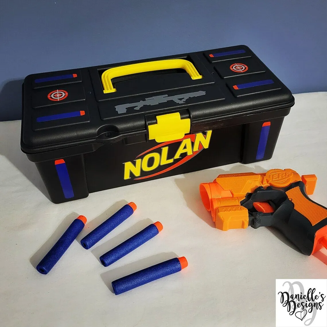 Personalized Nerf Gun Dart Inspired Storage Travel Box/Bin/Container/Case