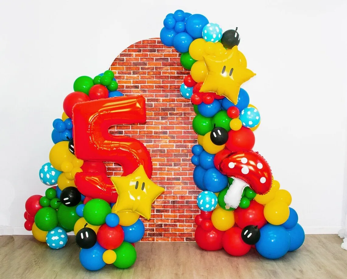 Mario Balloon Garland | Video Game Balloon Arch Birthday Party