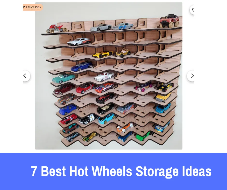 A vibrant collage showcasing various Hot Wheels storage solutions. The image is divided into sections, each highlighting a different storage option discussed in the article. In the center, a large, colorful Hot Wheels logo draws the eye. Surrounding it are: A transparent, modular storage case with cars visible inside A portable carrying case with a handle, decorated with racing flames A wooden display shelf mounted on a wall, showcasing rows of cars A zippered storage cube that doubles as a play mat, partially unfolded A close-up of a car safely nestled in an individual compartment The background features a racetrack design, tying the whole image together with the Hot Wheels theme. The storage solutions are arranged to show a variety of sizes, materials, and styles, appealing to both children and adult collectors." This description paints a picture of an engaging featured image that encapsulates the main points of the article while being visually appealing and informative.